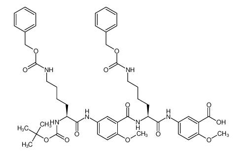 5-((S)-6-(((benzyloxy)carbonyl)amino)-2-(5-((S)-6-(((benzyloxy)carbonyl)amino)-2-((tert-butoxycarbonyl)amino)hexanamido)-2-methoxybenzamido)hexanamido)-2-methoxybenzoic acid 1294448-61-5