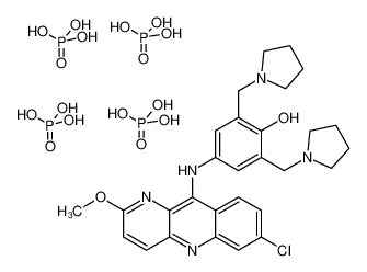 4-[(7-chloro-2-methoxy-1,5-dihydrobenzo[b][1,5]naphthyridin-10-yl)imino]-2,6-bis(pyrrolidin-1-ylmethyl)cyclohexa-2,5-dien-1-one,phosphoric acid 76748-86-2