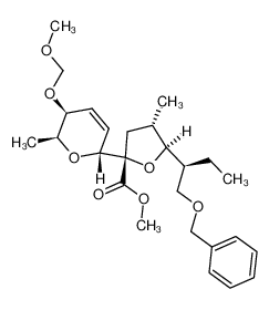 84985-06-8 benzyl 2(S)-[5(S)-carbomethoxy-3(S)-methyl-5-(5,6-dihydro)-5(S)-(methoxymethylenoxy)-6(S)-methyl-2(R)-pyranyl-2(S)-tetrahydrofuryl]butyl ether