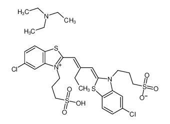 3-[(2Z)-5-chloro-2-[(2E)-2-[[5-chloro-3-(3-sulfopropyl)-1,3-benzothiazol-3-ium-2-yl]methylidene]butylidene]-1,3-benzothiazol-3-yl]propane-1-sulfonate,N,N-diethylethanamine 27268-50-4