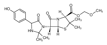 methoxymethyl 6-[4-(4-hydroxyphenyl)-2,2-dimethyl-5-oxoimidazolidin-1-yl]-3,3-dimethyl-7-oxo-4-thia-1-azabicyclo[3.2.0]heptane-2-carboxylate 67337-44-4