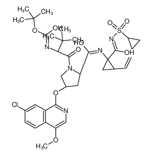 tert-butyl N-[(2S)-1-[(2S,4R)-4-(7-chloro-4-methoxyisoquinolin-1-yl)oxy-2-[[(1R,2S)-1-(cyclopropylsulfonylcarbamoyl)-2-ethenylcyclopropyl]carbamoyl]pyrrolidin-1-yl]-3,3-dimethyl-1-oxobutan-2-yl]carbamate 630420-16-5