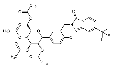 1613149-92-0 (2R,3R,4R,5S,6S)-2-(acetoxymethyl)-6-(4-chloro-3-((3-oxo-7-(trifluoromethyl)-[1,2,4]triazolo[4,3-a]pyridin-2(3H)-yl)methyl)phenyl)tetrahydro-2H-pyran-3,4,5-triyl triacetate