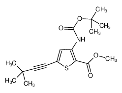 5-(3,3-dimethyl-but-1-ynyl)-3-(tert-butoxycarbonyl)amino-thiophene-2-carboxylic acid methyl ester 1026785-74-9