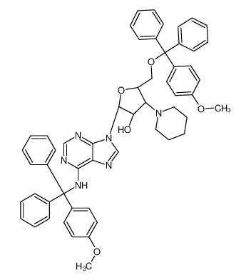 (2R,3S,4S,5S)-5-[[(4-methoxyphenyl)-diphenylmethoxy]methyl]-2-[6-[[(4-methoxyphenyl)-diphenylmethyl]amino]purin-9-yl]-4-piperidin-1-yloxolan-3-ol 134963-36-3