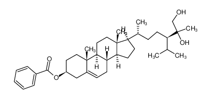 Benzoic acid (3S,8S,9S,10R,13R,14S,17R)-17-((1R,4R)-5,6-dihydroxy-4-isopropyl-1,5-dimethyl-hexyl)-10,13-dimethyl-2,3,4,7,8,9,10,11,12,13,14,15,16,17-tetradecahydro-1H-cyclopenta[a]phenanthren-3-yl ester 101047-04-5