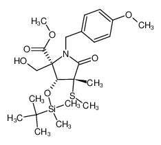 212772-61-7 (5R,4R,3R)-4-(tert-butyl-dimethyl-silanyloxymethyl)-5-hydroxymethyl-1-(4-methoxybenzyl)-3-methyl-3-methylsulfanyl-2-oxo-pyrrolidine-5-carboxylic acid methyl ester