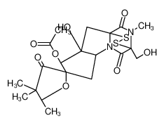 Spiro[furan-2(3H),7'(8'H)-[3,9a](iminomethano)[9aH] cyclopenta[4,5]pyrrolo[2,1-c][1,2,4]dithiazine]- 3,4',10'(3'H)-trione, 8'-(acetyloxy)-4,5,5'a,6',8'a,9'-hexahydro-8'a-hydroxy- 3'-(hydroxymethyl)-4,4,5,11'-tetramethyl- 52988-50-8