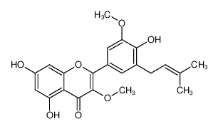 Dodoviscin J; 5,7-二羟基-2-[4-羟基-3-甲氧基-5-(3-甲基-2-丁烯-1-基)苯基]-3-甲氧基-4H-1-苯并吡喃-4-酮