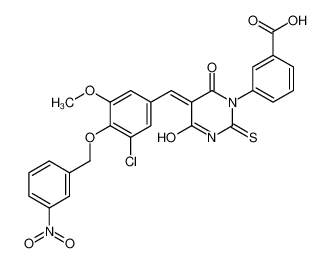 5311-80-8 3-[5-[[3-chloro-5-methoxy-4-[(3-nitrophenyl)methoxy]phenyl]methylidene]-4,6-dioxo-2-sulfanylidene-1,3-diazinan-1-yl]benzoic acid