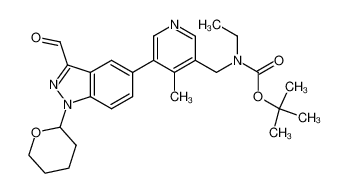 Ethyl-{5-[3-formyl-1-(tetrahydro-pyran-2-yl)-1H-indazol-5-yl]-4-methyl-pyridin-3-ylmethyl}-carbamic acid tert-butyl ester 837364-61-1