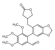 3,4,5-trimethoxy-2-(6-((5-oxotetrahydrofuran-3-yl)methyl)benzo[d][1,3]dioxol-5-yl)benzaldehyde