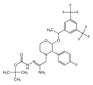 1349902-81-3 spectrum, tert-butyl 2-(1-amino-2-((2R,3S)-2-((R)-1-(3,5-bis(trifluoromethyl)phenyl)ethoxy)-3-(4-fluorophenyl)morpholino)ethylidene)hydrazinecarboxylate