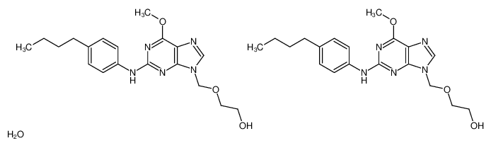2-[[2-(4-butylanilino)-6-methoxypurin-9-yl]methoxy]ethanol,hydrate 104715-85-7