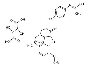 (4R,4aR,7aR,12bS)-9-methoxy-3-methyl-1,2,4,4a,5,6,7a,13-octahydro-4,12-methanobenzofuro[3,2-e]isoquinoline-7-one,(2R,3R)-2,3-dihydroxybutanedioic acid,N-(4-hydroxyphenyl)acetamide 330988-71-1