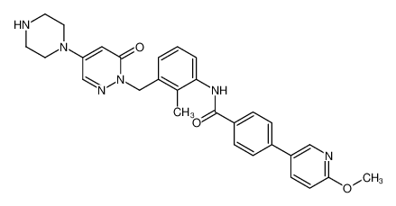 4-(6-methoxypyridin-3-yl)-N-[2-methyl-3-[(6-oxo-4-piperazin-1-ylpyridazin-1-yl)methyl]phenyl]benzamide