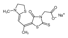 sodium,2-[(5E)-5-[(1E)-1-(3-methyl-1,3-thiazolidin-2-ylidene)propan-2-ylidene]-4-oxo-2-sulfanylidene-1,3-thiazolidin-3-yl]acetate 144940-73-8