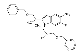 (2R)-1-{5-Amino-2-[1-(benzyloxy)-2-methyl-2-propanyl]-6-fluoro-1H -indol-1-yl}-3-(benzyloxy)-2-propanol