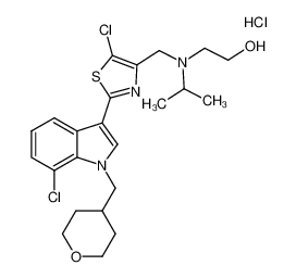 1303527-39-0 2-(((5-chloro-2-(7-chloro-1-((tetrahydro-2H-pyran-4-yl)methyl)-1H-indol-3-yl)thiazol-4-yl)methyl)(isopropyl)amino)ethan-1-ol hydrochloride