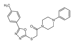 2-{[5-(4-Methylphenyl)-1,3,4-oxadiazol-2-yl]sulfanyl}-1-(4-phenyl -1-piperazinyl)ethanone 604760-51-2