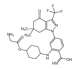PF 04929113; 甘氨酸反式-4-[[2-(氨基羰基)-5-[4,5,6,7-四氢-6,6-二甲基-4-氧代-3-(三氟甲基)-1H-吲唑-1-基]苯基]氨基]环己酯