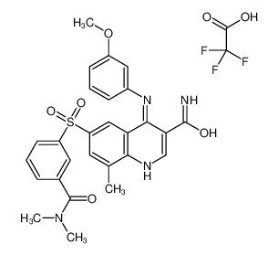 6-[3-(dimethylcarbamoyl)phenyl]sulfonyl-4-(3-methoxyanilino)-8-methylquinoline-3-carboxamide,2,2,2-trifluoroacetic acid 1415560-64-3