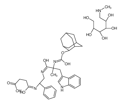 4-[[(1R)-2-[[(2R)-2-(2-adamantyloxycarbonylamino)-3-(1H-indol-3-yl)-2-methylpropanoyl]amino]-1-phenylethyl]amino]-4-oxobutanoic acid,(2R,3R,4R,5S)-6-(methylamino)hexane-1,2,3,4,5-pentol 130404-91-0