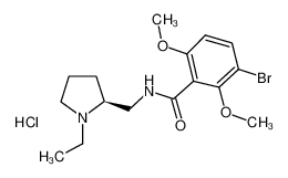 Remoxipride hydrochloride,(S)-(-)-3-Bromo-N-[(1-ethyl-2-pyrrolidinylmethyl]2,6-dimethoxybenzamidehydrochloride 73220-03-8