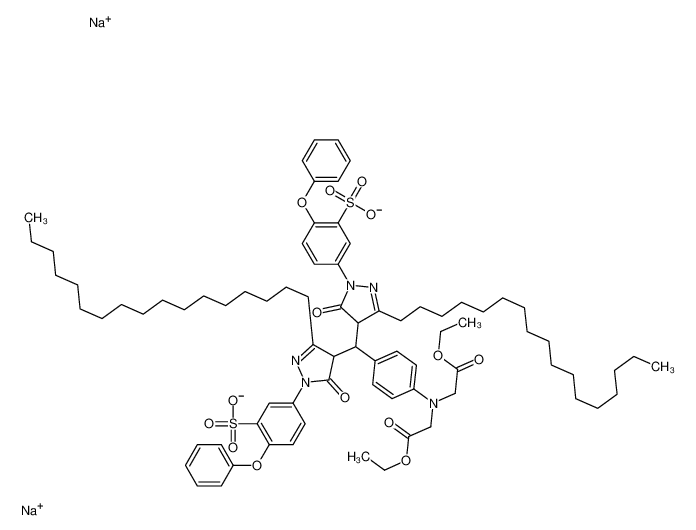 disodium,5-[4-[[4-[bis(2-ethoxy-2-oxoethyl)amino]phenyl]-[3-heptadecyl-5-oxo-1-(4-phenoxy-3-sulfonatophenyl)-4H-pyrazol-4-yl]methyl]-3-heptadecyl-5-oxo-4H-pyrazol-1-yl]-2-phenoxybenzenesulfonate 97171-74-9