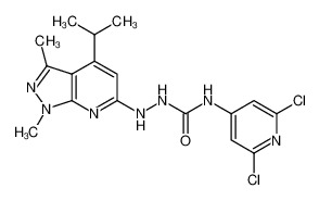 1-(2,6-dichloropyridin-4-yl)-3-[(1,3-dimethyl-4-propan-2-ylpyrazolo[3,4-b]pyridin-6-yl)amino]urea