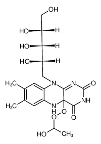 132855-95-9 4a-(1-Hydroxy-ethylperoxy)-7,8-dimethyl-10-((2S,3S,4R)-2,3,4,5-tetrahydroxy-pentyl)-5,10-dihydro-4aH-benzo[g]pteridine-2,4-dione
