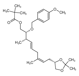 396092-62-9 2,2-Dimethyl-propionic acid (4E,7Z)-(2R,3S)-9-((S)-2,2-dimethyl-[1,3]dioxolan-4-yl)-2-(4-methoxy-benzyloxy)-3,7-dimethyl-nona-4,7-dienyl ester