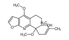 (7R,8R)-4,8-dimethoxy-8-(3-methylbut-2-enyl)-6,7-dihydro-5H-furo[2,3-b]quinolin-7-ol 18063-21-3