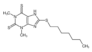 8-heptylsulfanyl-1,3-dimethyl-7H-purine-2,6-dithione 6466-23-5