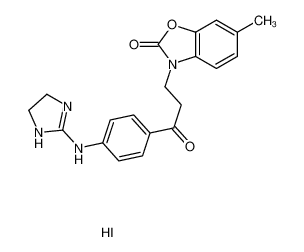 3-[3-[4-(4,5-dihydro-1H-imidazol-1-ium-2-ylamino)phenyl]-3-oxopropyl]-6-methyl-1,3-benzoxazol-2-one,iodide 100037-06-7