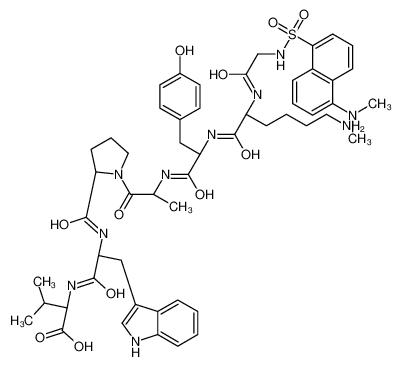 (2S)-2-[[(2S)-2-[[(2S)-1-[(2S)-2-[[(2S)-2-[[(2S)-6-amino-2-[[2-[[5-(dimethylamino)naphthalen-1-yl]sulfonylamino]acetyl]amino]hexanoyl]amino]-3-(4-hydroxyphenyl)propanoyl]amino]propanoyl]pyrrolidine-2-carbonyl]amino]-3-(1H-indol-3-yl)propanoyl]amino]-3-met 124479-70-5