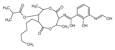 [(2R,3S,6S,7R,8R)-3-[(3-formamido-2-hydroxybenzoyl)amino]-8-hexyl-2,6-dimethyl-4,9-dioxo-1,5-dioxonan-7-yl] 2-methylpropanoate 28068-15-7