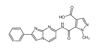 1-methyl-5-(2-phenyl-imidazo[1,2-a]pyrimidin-7-ylcarbamoyl)-1H-pyrazole-4-carboxylic acid 1335299-32-5