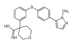 4-[3-[4-(2-methylpyrazol-3-yl)phenyl]sulfanylphenyl]oxane-4-carboxamide 1029317-21-2