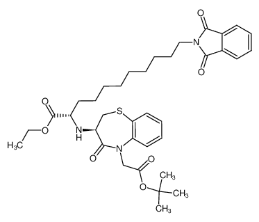 tert butyl (R)-3-<(S)-1-ethoxycarbonyl-ω-phtalimidodecyl>amino-4-oxo-2,3,4,5-tetrahydro-1,5-benzothiazepine-5-acetate 100324-61-6