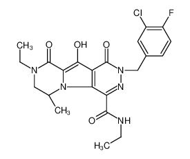 (6S)-2-[(3-chloro-4-fluorophenyl)methyl]-N,8-diethyl-10-hydroxy-6-methyl-1,9-dioxo-6,7-dihydropyrazino[5,6]pyrrolo[1,3-b]pyridazine-4-carboxamide 870005-19-9