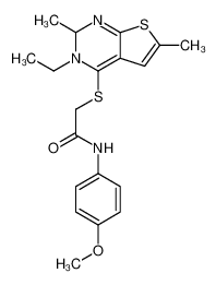 2-[(3-Ethyl-2,6-dimethyl-2,3-dihydrothieno[2,3-d]pyrimidin-4-yl)s ulfanyl]-N-(4-methoxyphenyl)acetamide 606113-52-4