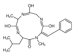 (12Z)-12-benzylidene-1,6-dimethyl-3-(2-methylpropyl)-1,4,7,10-tetrazacyclododecane-2,5,8,11-tetrone 108233-95-0