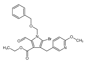 1H-Pyrrole-3-carboxylic acid, 5-bromo-2-formyl-4-[(6-methoxy-3-pyridinyl)methyl]-1-[(phenylmethoxy)methyl]-, ethyl ester