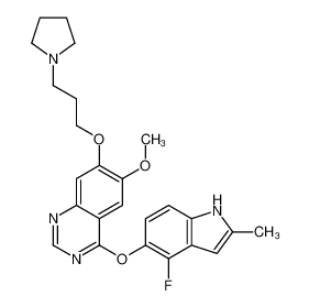 4-[(4-fluoro-2-methyl-1H-indol-5-yl)oxy]-6-methoxy-7-(3-pyrrolidin-1-ylpropoxy)quinazoline 557795-03-6