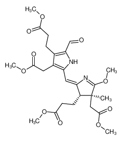 3-{(3S,4S)-2-[1-[5-Formyl-4-(2-methoxycarbonyl-ethyl)-3-methoxycarbonylmethyl-1H-pyrrol-2-yl]-meth-(Z)-ylidene]-5-methoxy-4-methoxycarbonylmethyl-4-methyl-3,4-dihydro-2H-pyrrol-3-yl}-propionic acid methyl ester 101124-43-0