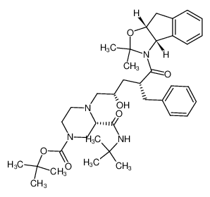 166740-50-7 tert-butyl (S)-4-((2S,4R)-4-benzyl-5-((3aS,8aR)-2,2-dimethyl-8,8a-dihydro-2H-indeno[1,2-d]oxazol-3(3aH)-yl)-2-hydroxy-5-oxopentyl)-3-(tert-butylcarbamoyl)piperazine-1-carboxylate