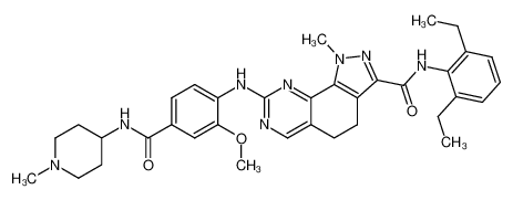 N-(2,6-diethylphenyl)-8-({2-methoxy-4-[(1-methylpiperidin-4-yl)carbamoyl]phenyl}amino)-1-methyl-4,5-dihydro-1H-pyrazolo[4,3-h]quinazoline-3-carboxamide 1202055-34-2