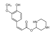 piperazin-2-yl 3-(4-hydroxy-3-methoxyphenyl)prop-2-enoate 123743-85-1