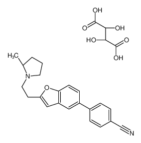 (2R,3R)-2,3-Dihydroxysuccinic acid - 4-(2-{2-[(2R)-2-methyl-1-pyr rolidinyl]ethyl}-1-benzofuran-5-yl)benzonitrile (1:1) 460748-71-4